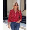 imageBlooming Jelly Womens Dressy Casual Blouses 34 Length Sleeve Tops Business Work Outfits Summer V Neck Pleated ShirtsSpotted Red