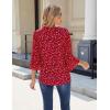 imageBlooming Jelly Womens Dressy Casual Blouses 34 Length Sleeve Tops Business Work Outfits Summer V Neck Pleated ShirtsSpotted Red