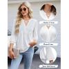 imageBlooming Jelly Womens Dressy Casual Blouses 34 Length Sleeve Tops Business Work Outfits Summer V Neck Pleated ShirtsWhite