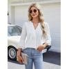 imageBlooming Jelly Womens Dressy Casual Blouses 34 Length Sleeve Tops Business Work Outfits Summer V Neck Pleated ShirtsWhite