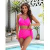 imageBlooming Jelly Womens High Waisted Bikini Set Gold Metal Two Piece Swimsuits Tummy Control Tie Knot 2025 Bathing SuitsHot Pink