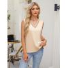 imageBlooming Jelly Womens Silk Business Dressy Casual Tank Tops Mesh V Neck Sleeveless Summer Blouse Work Pleated OutfitsBeige