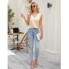 imageBlooming Jelly Womens Silk Business Dressy Casual Tank Tops Mesh V Neck Sleeveless Summer Blouse Work Pleated OutfitsBeige