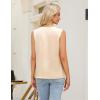 imageBlooming Jelly Womens Silk Business Dressy Casual Tank Tops Mesh V Neck Sleeveless Summer Blouse Work Pleated OutfitsBeige