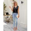 imageBlooming Jelly Womens Silk Business Dressy Casual Tank Tops Mesh V Neck Sleeveless Summer Blouse Work Pleated OutfitsBlack