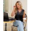 imageBlooming Jelly Womens Silk Business Dressy Casual Tank Tops Mesh V Neck Sleeveless Summer Blouse Work Pleated OutfitsBlack