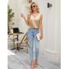 imageBlooming Jelly Womens Silk Business Dressy Casual Tank Tops Mesh V Neck Sleeveless Summer Blouse Work Pleated OutfitsKhaki