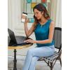 imageBlooming Jelly Womens Summer Silk Satin Tank Top Business Dressy Casual Outfits Trendy Sleeveless Tops 2025 FashionTurquoise