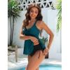 imageBlooming Jelly Womens Tankini Swimsuits Modest Tummy Control Bathing Suit Two Piece Swim Suit 2025 Swimwear with BottomsTeal and Black