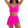 imageBlooming Jelly Womens High Waisted Bikini Set Gold Metal Two Piece Swimsuits Tummy Control Tie Knot 2025 Bathing SuitsHot Pink