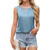 imageBlooming Jelly Womens Summer Tank Top Business Casual Outfits Dressy Work Blouses Satin Sleeveless Keyhole ShirtsBlue
