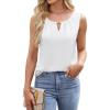 imageBlooming Jelly Womens Summer Tank Top Business Casual Outfits Dressy Work Blouses Satin Sleeveless Keyhole ShirtsWhite